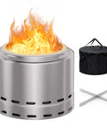 Smokeless Fire Pit For Outdoor Wood Burning With Dual Air Intake Holes, Portable Camping And Patio Fire Pit, silver finish.