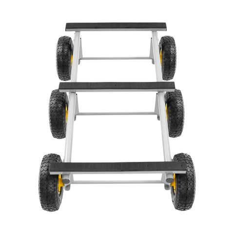 Six Wheel All Terrain Dolly With Six 10 Inch Pneumatic Tires For Outdoor Furniture Moving Heavy Duty Home Use Rolls Smoothly Across Grass Gravel And Uneven Surfaces 40 By 22 Inches Gray, top view