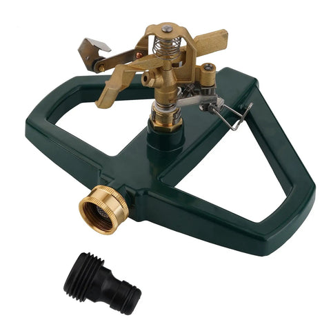 Pulsating Impact Sprinkler With Metal Base For Yard And Garden, Boss Grade Heavy Duty Brass Sprinkler Head, 20 To 360 Degree Coverage