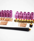 All In One 55 Piece TIG Welding Torch Consumables Kit For WP9 WP20 WP25 Series With Pro Grade 13N And 53N Nozzles displayed