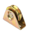 Badass Heavy Duty 3 Inch V Groove Wheel Rigid Caster for Sliding Gate Track Industrial Cart Roller Zinc Plated Steel with yellow finish.
