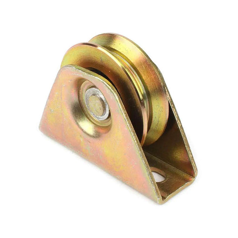 Badass Heavy Duty 3 Inch V Groove Wheel Rigid Caster for Sliding Gate Track Industrial Cart Roller Zinc Plated Steel with yellow finish.