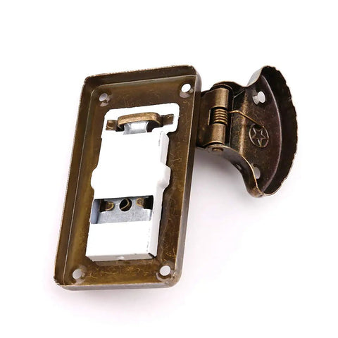 Old School Bronze Tone Leather Suitcase Buckle Box Kit With Vintage Toggle Hasp And Latch For Chests Trunks Wooden Boxes And Trinket Boxes Heavy Duty Hardware For Antique Look.