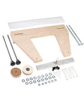 Guitar Neck Removal Tool Kit For Quick Luthier Repairs With Template, including wood frame and metal accessories, laid out for use.