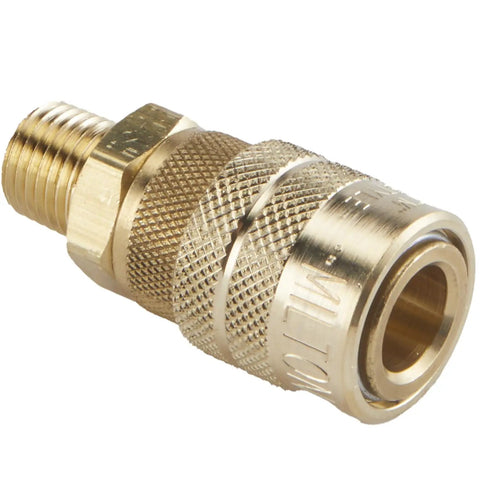 Industrial 1/4 Inch NPT M Style Quick Connect Air Fitting Coupler from the Set Box Of 10, brass construction, MIL-C-4109 compliant.