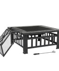 32 Inch Wood Fire Pit With Mesh Lid And Fire Poker Portable Outdoor Fireplace For Backyard Hangout Patio Camping And Holiday Gatherings