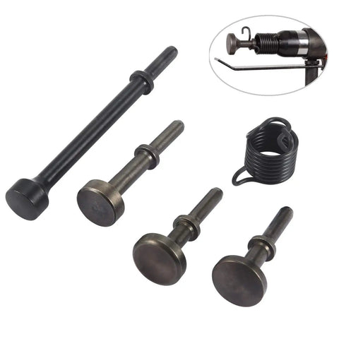 5 Piece Smoothing Pneumatic Air Hammer Chisel Bits Kit With 4 Pro Grade Bits And Spring Alloy Steel Flat And Spherical Heads