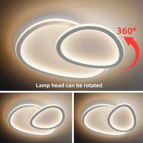 Cloud LED Ceiling Light with Rotatable Edge for Modern Homes, white flush mount, shown with adjustable illumination angles.