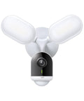 Front view of 2K QHD Outdoor Floodlight Security Camera with dimmable 2800 lumen floodlight and motion detection feature.
