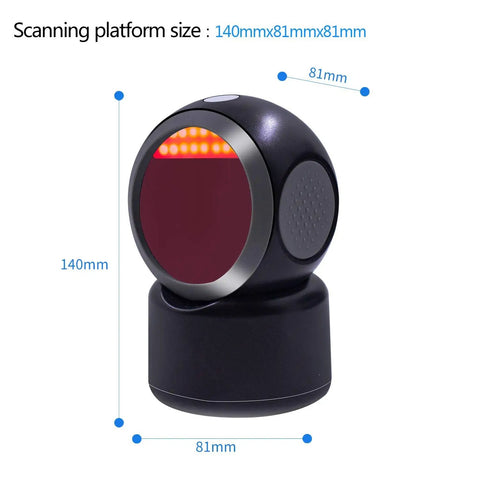 2D QR Barcode Scanner Omnidirectional Hands Free Automatic Barcode Reader For Mobile Payments And Screen Scanning, black