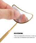 Half Moon Lash Mirror For Eyelash Extensions Large Viewing Window High Definition Clarity Easy To Use Tool For Precise Lashes Fits All Eye Shapes Remove Protective Film Before Use, gold metal with film
