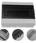 Rugged Weatherproof Outdoor Electrical Junction Box With Breaker Panel Cover showing top view and interior details for solar wiring.