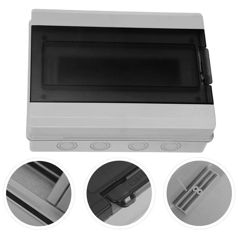 Rugged Weatherproof Outdoor Electrical Junction Box With Breaker Panel Cover showing top view and interior details for solar wiring.