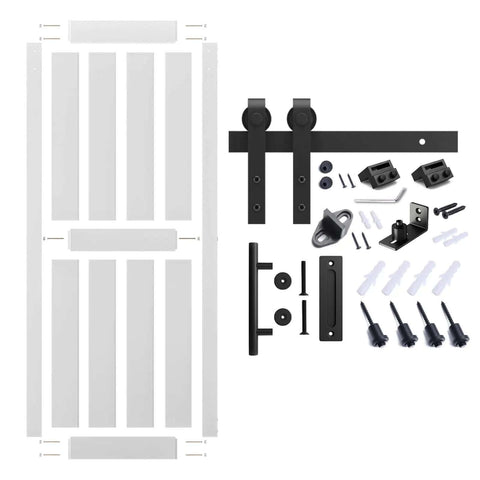 Sliding Barn Door 30x84 Inch With Five Foot Hardware Kit And Handle Floor Guides Pre Drilled Holes Easy Assembly Installation Manual