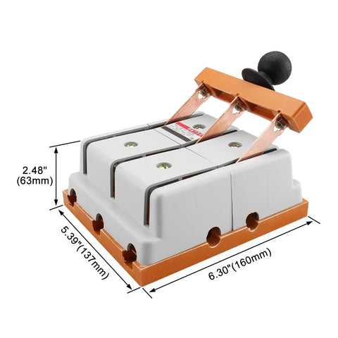Heavy Duty 380V 100A 3 Pole Double Throw Electric Knife Switch Featuring Beefy Copper Contacts for quick dual power swap. Size: 6.30" x 5.39" x 2.48".