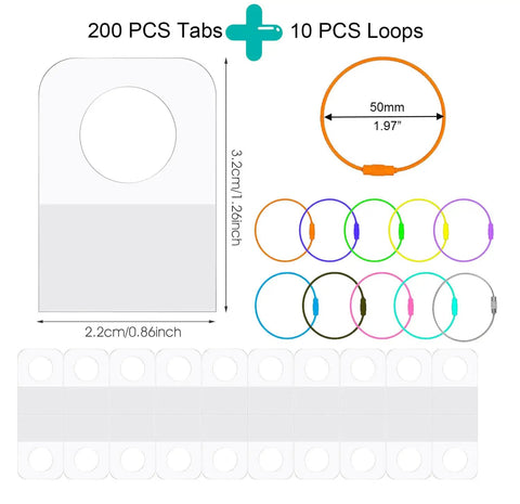 Dimensions of 200 self-adhesive tabs and 10 colorful stainless steel loops for Card Organizer For Yoto Cards With 200 Self Adhesive Tabs And 10 Colorful Stainless Steel Loops Easy Hang Tabs For Quick Card Sorting Travel Ready Storage Case Keeps Yoto Cards Neat Secure And Ready To Go