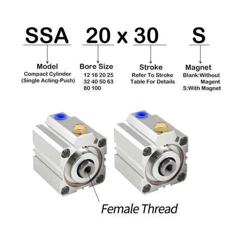 Compact Single Acting Pneumatic Air Cylinder From Ssa Series Offering Multiple Stroke Picks No Sweat Setup And Heavy Duty Guts Built Tough For Demanding Shop Jobs