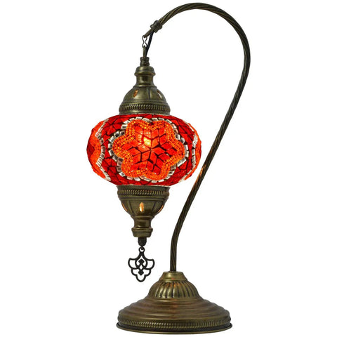 Swan Neck Mosaic Turkish Table Lamp With Handcrafted Glass Bead Mosaic, Vintage Bohemian Tiffany Style Desk Lamp, Moroccan Stained Glass Decor