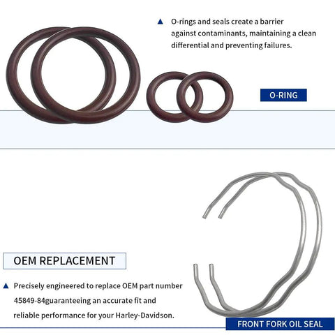 O-rings and front fork oil seal from Harley Davidson 41mm Front Fork Seal Driver Kit For Touring And Softail Models EZ Install Tool Set