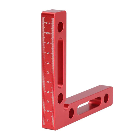 90 Degree Positioning Square Aluminum Alloy Right Angle Tool For DIYers Woodworking Projects Cabinets Drawers Boxes Frames With Clear Inch And Millimeter Scales Anodized Red Finish Lightweight Durable, 120mm