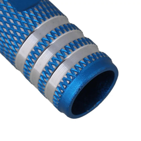 Close-up of 0.9mm Aluminium Alloy Hex Key Screwdriver with hollow knurled blue handle for RC Helicopters T Rex Models