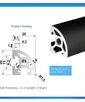 Black Anodized 2020R T Aluminum Profile EU Standard 550 Millimeters For Linear Motion Guide Systems Ideal For CNC Machines And DIY Projects 6063 T5 Extruded Aluminum Heavy Duty Precision Engineered Cut To Length Pro Grade Build, 202R section drawing
