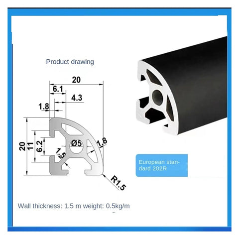 Black Anodized 2020R T Aluminum Profile EU Standard 550 Millimeters For Linear Motion Guide Systems Ideal For CNC Machines And DIY Projects 6063 T5 Extruded Aluminum Heavy Duty Precision Engineered Cut To Length Pro Grade Build, 202R section drawing