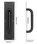 Stainless Steel Door Push Plates 4 Pack With Screws, side and front view, durable black finish, 30cm x 8cm, solid pulls for home and office.