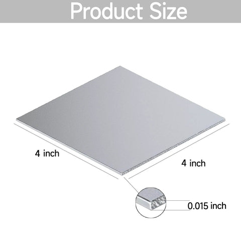 Stainless Steel Sheet Pack Of 4 304 Food Grade 4x4 Inch Thin Plate 1/64 Inch Thick With Protective Film For Kitchen DIY Crafting And Shim Stock Ideal For Repairs And Molds 101 X 101 X 0.39 Mm