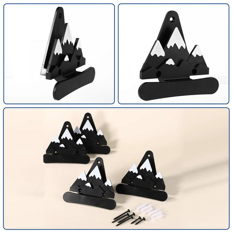 Sturdy Snowboard Wall Mount Racks Hold Four Boards Securely for Garage or Bedroom Displays with Heavy Duty ABS Holders visible.