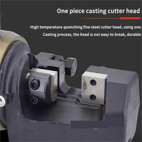 Heavy Duty Electric Hydraulic Rebar Cutter With Fast Cutting Speed Cuts Steel Rods Effortlessly Compact Portable Handheld Machine For Construction Sites cutter head close-up detail showing durable one-piece casting.