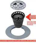 Chrome Shower Drain Hair Catcher For Stand Alone Showers 3 Inch Drain Hair Trap With Detachable Basket Includes Five Replacement Baskets And Strainer To Prevent Clogs And Make Cleaning A Breeze with detachable basket visible