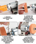 Instructions for installing the motor on Top Tier 3 In 1 Mini Belt Sander Bench Grinder Polisher And Buffer Station.