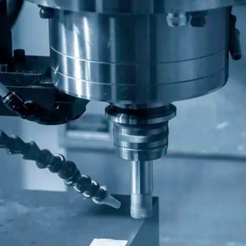 Front view of MT-2 Morse taper drill chuck adapter mounted on milling spindle; steel.