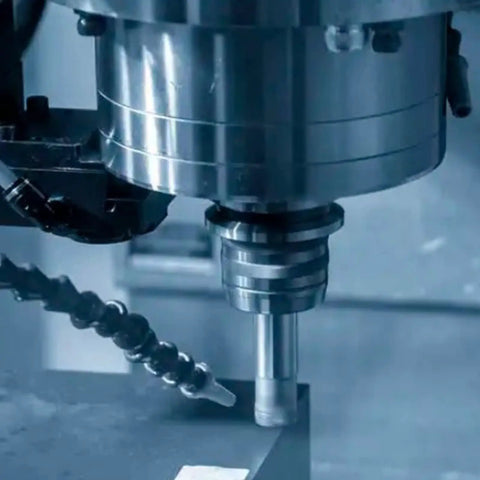 Close-up of Beefy Straight Collet Milling Chuck Holder For MT4 ER32 Extension Rod With Straight Shank CNC Lathe Tool in use