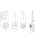 Technical drawing of a Badass 20 kg Digital Servo Motor component detailed dimensions for RC applications
