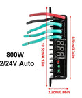 MPPT Wind Turbine Controller 500W 800W IP67 Waterproof Charge Controller side view with dimensions and wiring