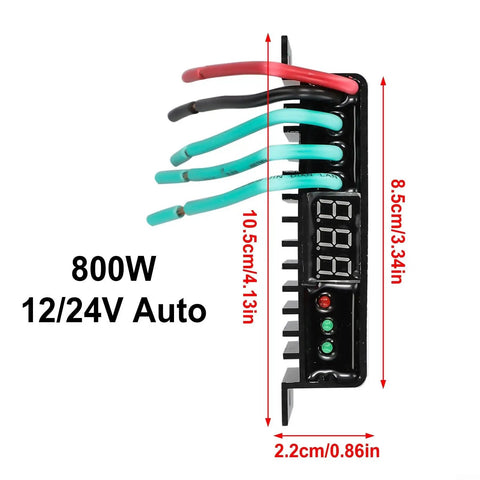 MPPT Wind Turbine Controller 500W 800W IP67 Waterproof Charge Controller side view with dimensions and wiring