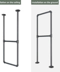 Two Tier Ceiling Mount Pipe Shelf Brackets Black Steel U Shape Industrial Shelf Supports For Plank Width 10 7/8 Inches 37 Inch Long Set Of 2 Pairs Built Tough Space Saving Kitchen Storage installation options