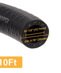 Close-up of Rugged NBR Fuel Line Hose Half Inch ID Push On for Small Engines Gas Oil Coolants 10 Feet Long