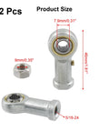 2 Pcs 304 Stainless Steel Rod End Bearing PHSB5 5/16 X 5/16-24 Female Right Threaded High Load Rating Easy Install Low Noise High Speed For Precision Machinery And Industrial Applications, size marked