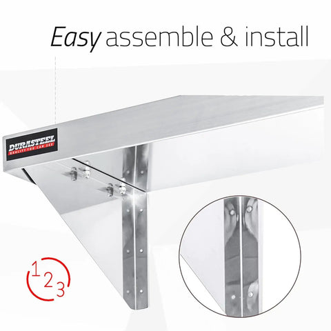 Stainless Steel Wall Shelf Workhorse 36 Inch Wide And 14 Inch Deep Heavy Duty 250 Lb Capacity NSF Certified Pantry Organizer installed