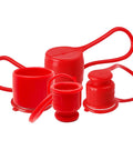 Red plastic dust caps and plugs for 1/2-inch flat-face hydraulic quick-connect couplers; set of four.