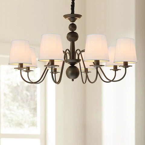 Clip On Chandelier Shade Set White Linen Small Barrel Fabric Lamp Covers Six Pack Handmade Traditional Decor Soft Cozy Glow