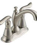 Linden Centerset Bathroom Faucet In Brushed Nickel With Diamond Seal Technology Stainless Metal Drain Assembly Model 2594-SSMPU-DST