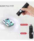 Hand using Pro Soldering Helping Hands Third Arm Tool With 3X Magnifier to illuminate PCB with USB LED flashlight feature