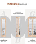 Bi-Fold Doors For 36 By 80 Opening With Tempered Frosted Glass Cross Panels, Concealed Hardware Kit, installation steps.
