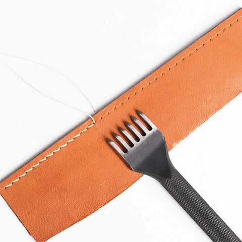 Leather Hole Punch Kit With 1 2 4 6 Prongs Beefed Up Heavy Duty Steel Punches For Thick Leather Round Holes DIY Diamond Stitching shown
