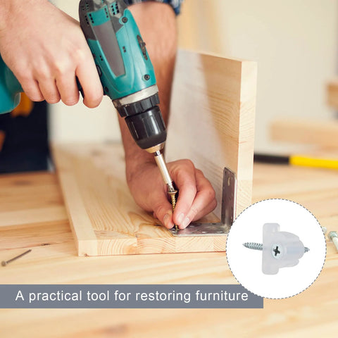 Close-up of installing 10 Pack Acrylic False Front Cabinet Clips With Screws For Kitchen Cabinets And Drawers with screwdriver