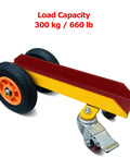 Beefy Heavy Duty Sheet Metal Hand Truck With 8.5 Cm 3.3 In Aisle Width, Rugged Manganese Steel Construction, Rust Resistant Coating, Built For I Beam And H Beam Tracks, Durable And Stable, 8 Inch Pneumatic Dual Wheels And Swivel, 300 kg load capacity